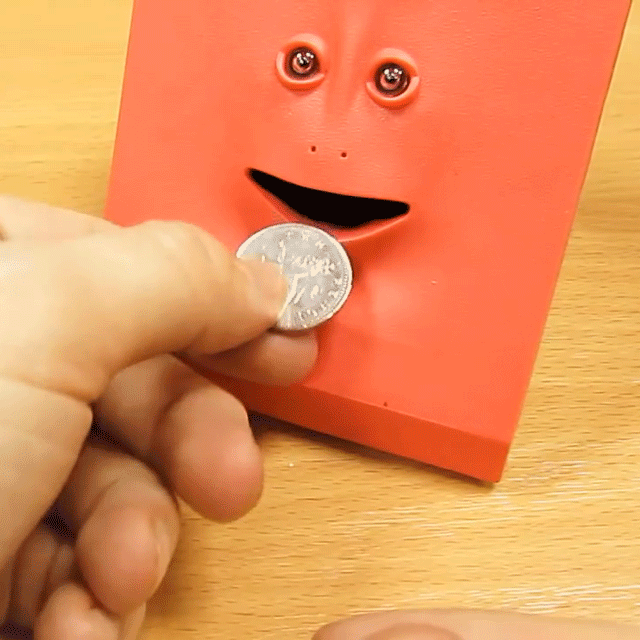 Cute Sensor Saving Coin Money Face Bank - BLUE